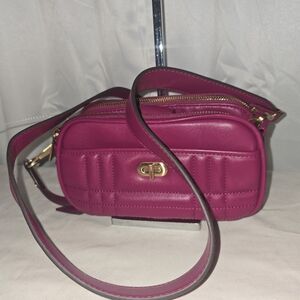 PINK LEATHER 3 DEVIDER SWING CROSSBODY SMALL BAG